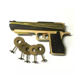 Пистолет  Woodcraft  из дерева на резинках + целые 23см Пистолет  Woodcraft  из дерева на резинках + целые 23см