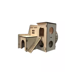 Домик WoodCraft для хомяка с колесом 21х21х21см Домик WoodCraft для хомяка с колесом 21х21х21см