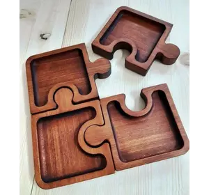 Тарелка WoodCraft пазлы ассорти из дерева 20х20см Тарелка WoodCraft пазлы ассорти из дерева 20х20см
